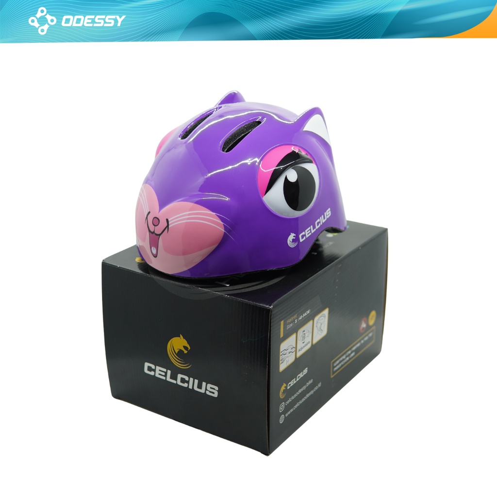 Helm Sepeda Anak Karakter Celcius - Model H Rabbit Kelinci Ungu Garansi Original - Gambar 2