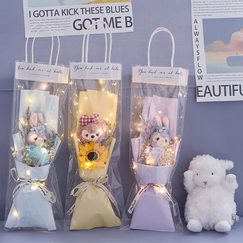 Waterproof Flower Bouquet Gift Bags Ins Gift Bag Transparent Handbag