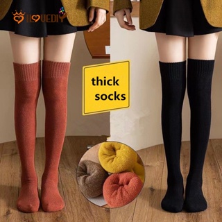 Women's Knee-socks High Tube Socks Thermal Splicing Stockings Hosiery Soft  Solid