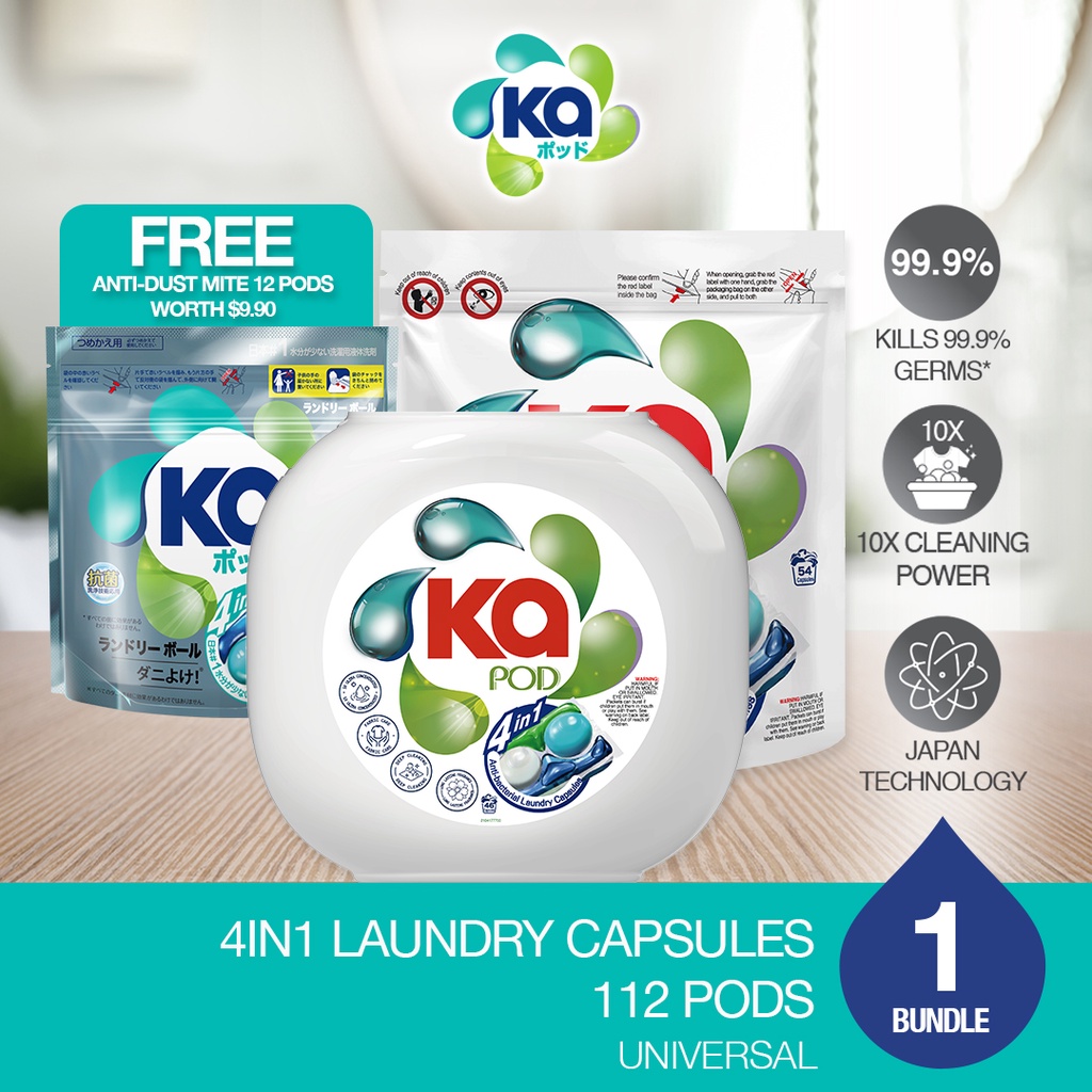 [New Look] Ka 4in1 Laundry Capsules 46 Pods + Refill Pack 54 Pods