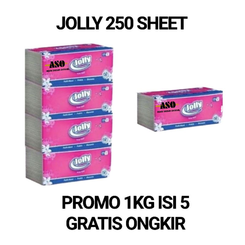 [ PAKET ISI 5 ] TISU TISSUE JOLLY 250 SHEET 2ply PROMO !!!