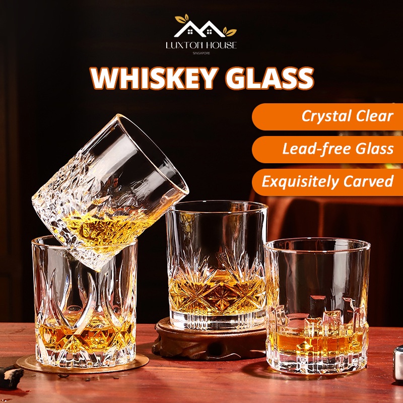 {SG} 300ml Crystal Whiskey Glass Set Whisky Rock Drinking Glasses