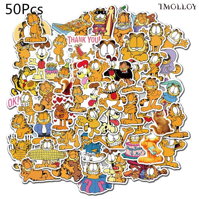 Z&M❀ 50Pcs/Set Garfield Stickers Waterproof Stickers Decal for Toys