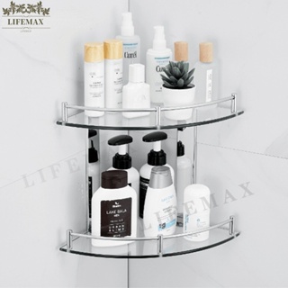 Wall Mounted Glass Shelf with Stainless Steel Brackets Corner Shower Shelf  - China Bathroom Shelves, Tempered Glass Shelf