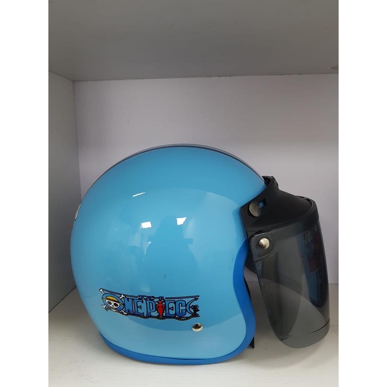 Helm Bogo Anak anak / Helm Retro Kids /ANT MINI JUNIOR BLUE + Kaca - Gambar 4