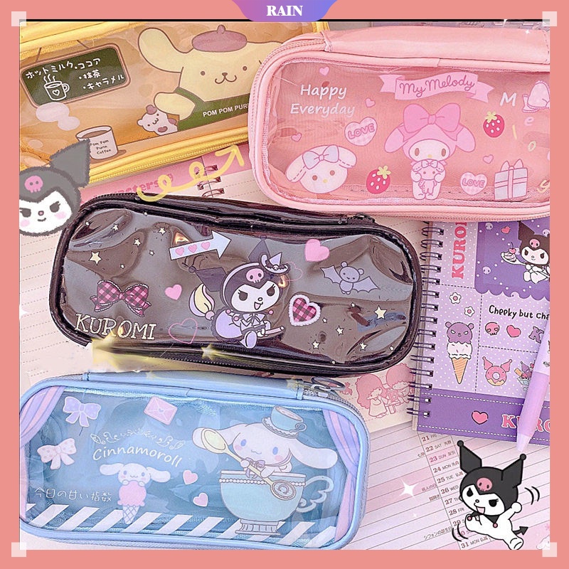 Anime Sanrio Transparent PVC Storage Bag Cartoon Cinnamoroll Kuromi My ...