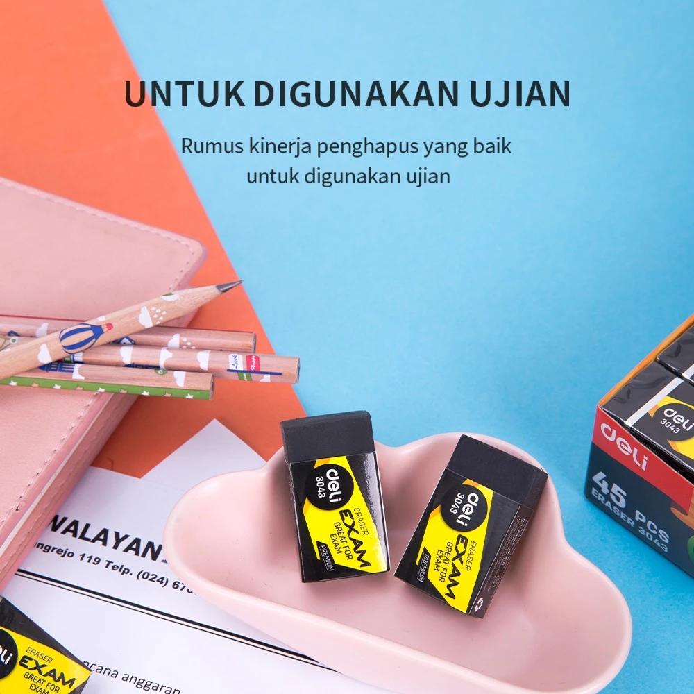 DELI Penghapus Pensil 2B Alat Tulis Sekolah Untuk Ujian E3043 - Gambar 3
