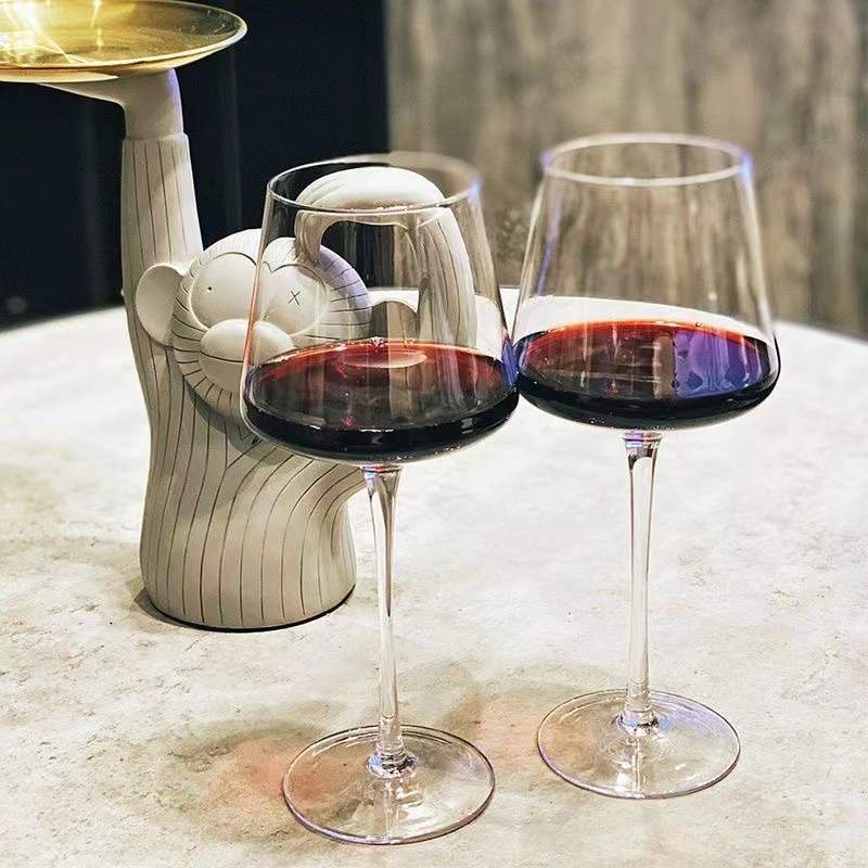 2Pcs Square Red Wine Glass Cup Ultra-Thin Crystal Bordeaux Burgundy Glass  Art Big Belly Tasting Cup Wedding Goblet Party Gifts