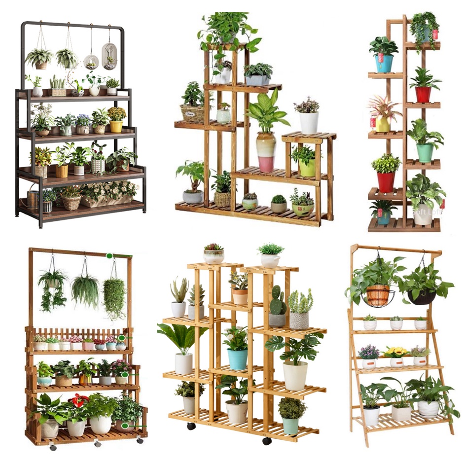 [SG STOCK] Bamboo Plant Rack / Wooden Plant Rack / Flower Stand / Multi ...