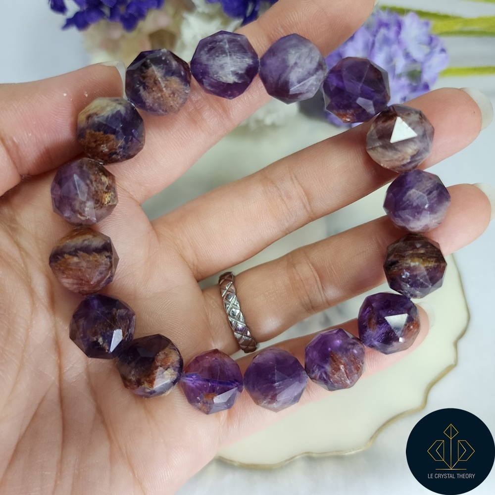 SG In-Stock] 12.7mm Faceted Purple PhantomBracelet 紫幽灵水晶手串