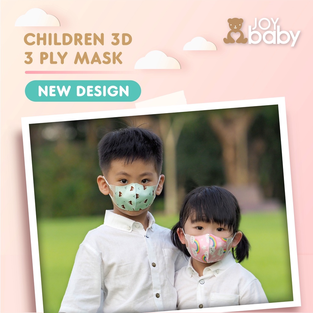 [NEW INDIVIDUAL PACKING] JOYBABY 3D baby/kids/children disposable mask (1-12yo)(3 ply)(95% BFE & 99% PFE)(bn-sr)