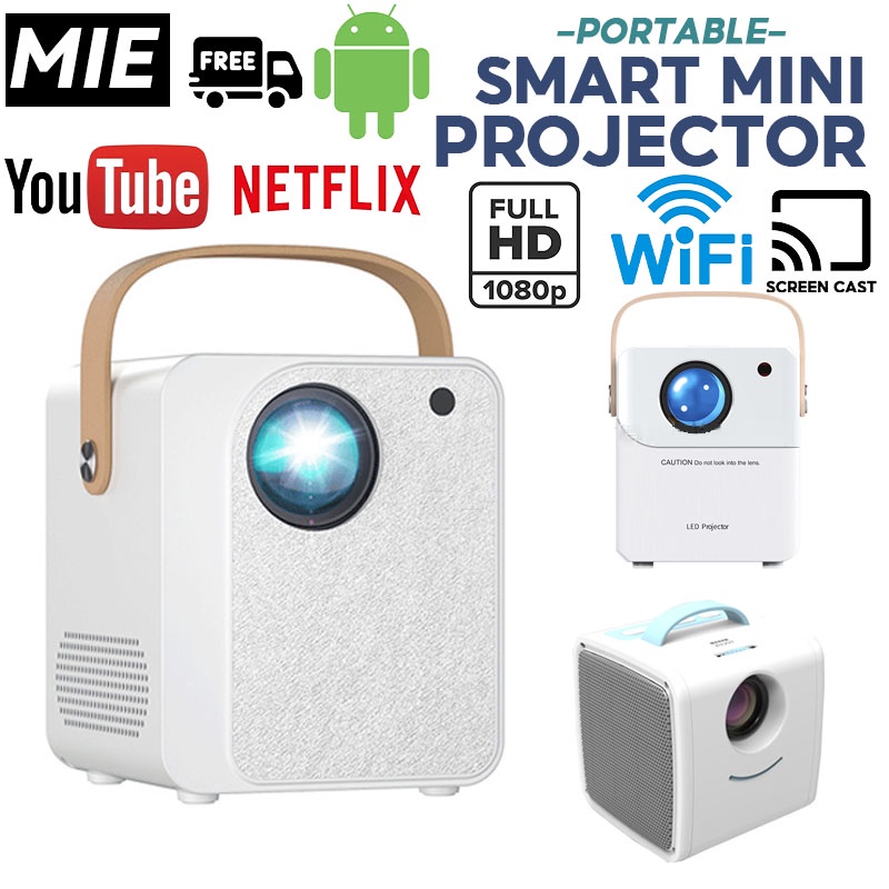 Portable Android Projector 1080P Home Smart Mini HD Home Theater 4K LED LCD Wireless Bluetooth5
