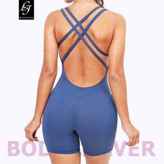 Women Workout Jumpsuits Yoga Romper Long Sleeve One Piece Zip Up Jumpsuits  Shorts Sports Gym Unitard Casual Playsuit