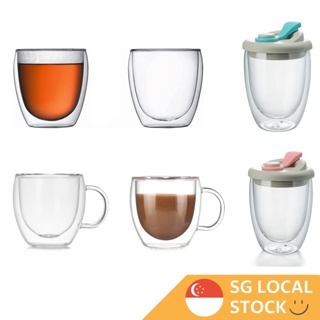 200ml Double Wall Insulated Glass Cup Irregular Heat Resistant
