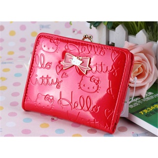 Hello Kitty Leather Trifold Wallet Fresh Peach Pink Sanrio Japan