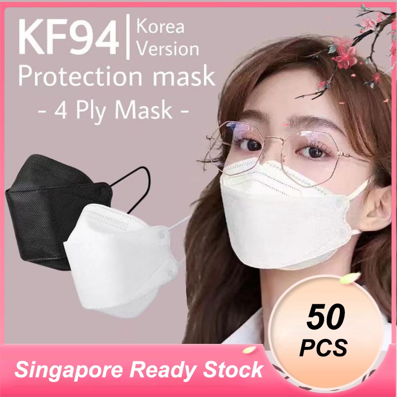 [SG REDAY STOCK] KF94 4-Ply 3D Mask Disposable Earloop Fish Mouth Face ...