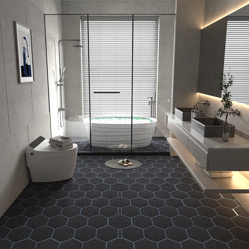 Bathroom floor wallpaper/thickened waterproof toilet wall stickers/non ...