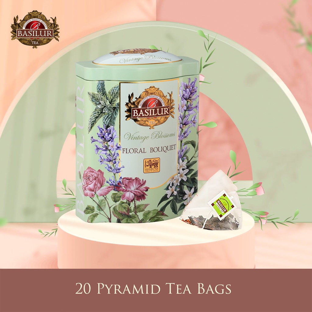 Basilur Vintage Blossoms Floral Bouquet Roselle Ceylon Green Tea 20 Pyramid Bags Shopee 