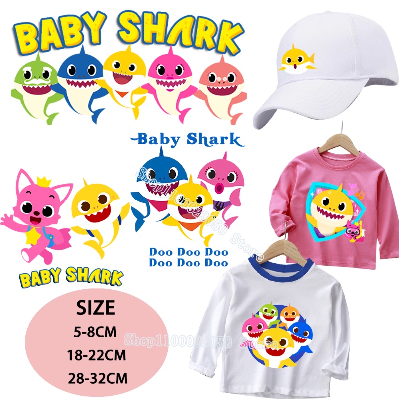 Baby Shark IRON ON TSHIRT Patches iron on for DIY face mask Tshirt to