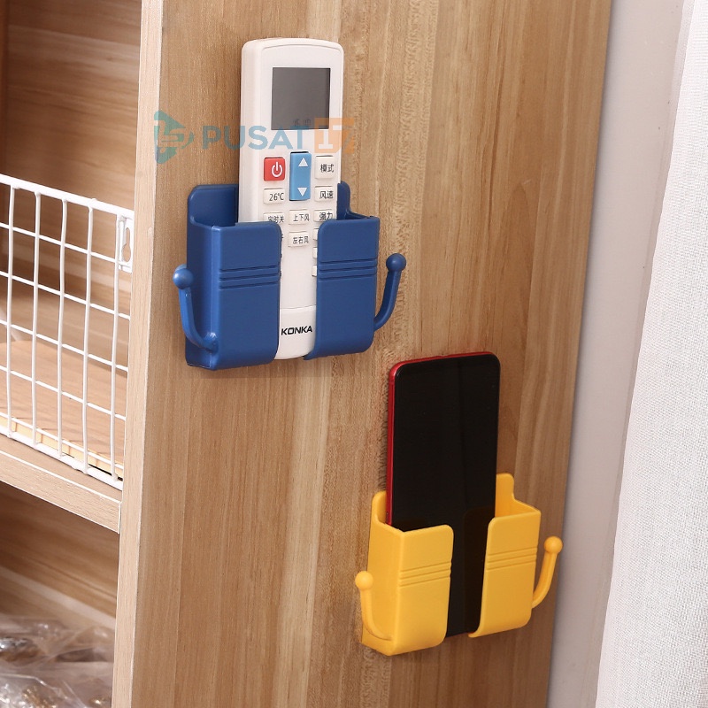 PUSAT17 RAK CHARGER 2 KAIT TEMPEL DINDING / HOLDER TEMPEL DINDING 2 KAIT TEMPAT CHARGER HP REMOTE TV AC MULTIFUNGSI / RAK HOLDER HP DINDING - Gambar 3