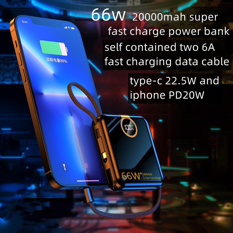 【true capacity]power bank 66w 20000mah 6A two way super fast charging