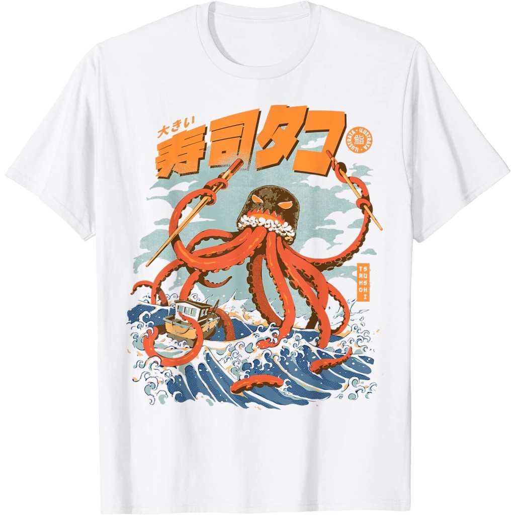 The Tako Sushi Kaiju Octopus Great Wave Off Kanagawa T-Shirt | Shopee ...