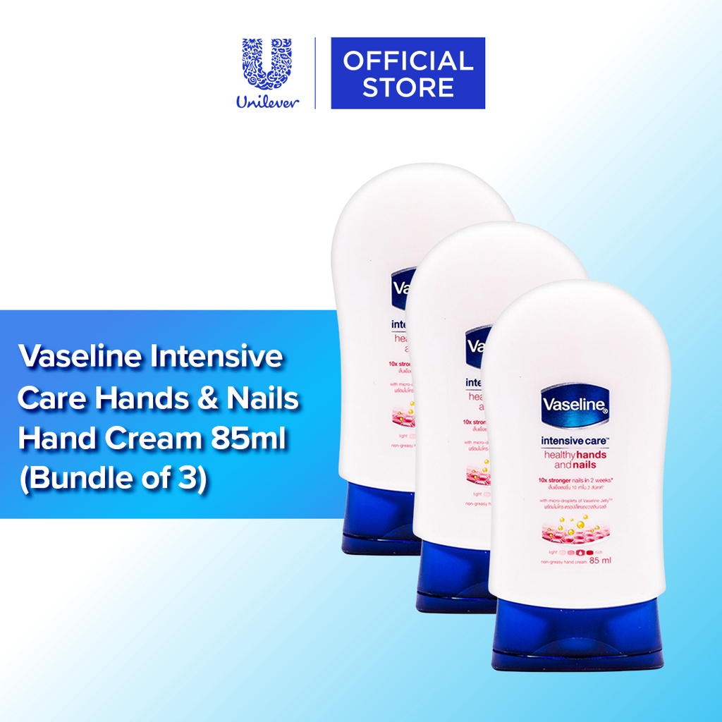 Bundle Of 3 Vaseline Intensive Care Healthy Hands And Nails Hand Cream 85ml Shopee Singapore 1995