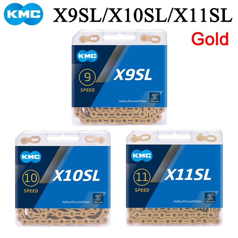 KMC X9SL X10SL X11SL Ti-N Gold Chain MTB Road Bicycle 9S 10S 11 Speed ...