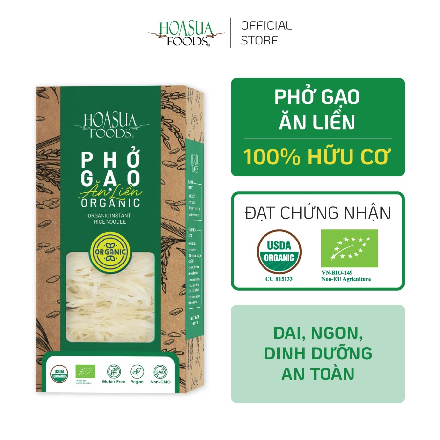 Hoa Sua Organic Instant Rice Noodle (60gm x 6pkt) Shopee Singapore