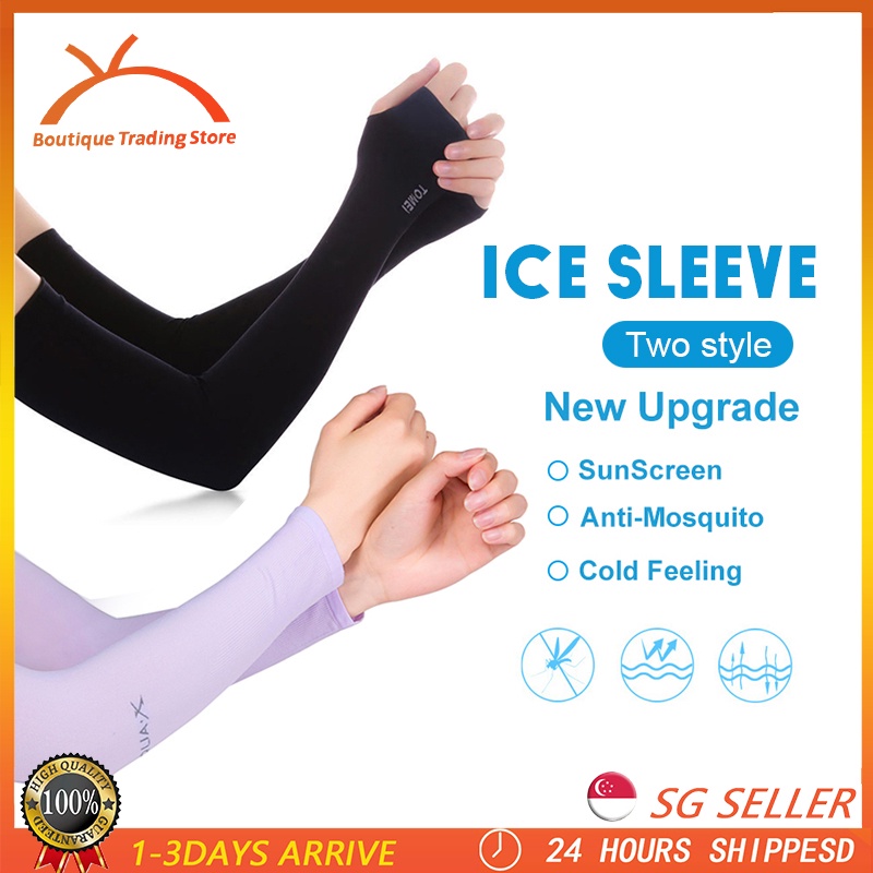 1 Pair Summer Cooling Arm Sleeves Thumb Hole Summer Sports Thin Ice Silk Sunscreen Arm Covers Hand Protector Cycle Glove