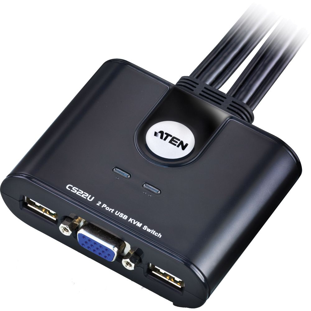ATEN CS22U 2 PORT USB VGA CABLE KVM SWITCH WITH REMOTE PORT SELECTOR ...