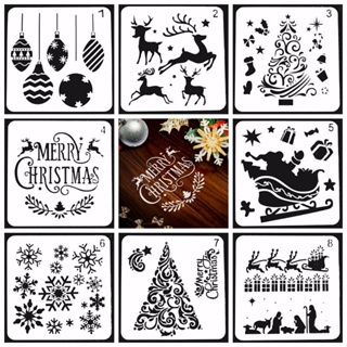 Techinal 12 Pieces Christmas Stencils Template Reusable Plastic Craft for  Art Drawing Pai 