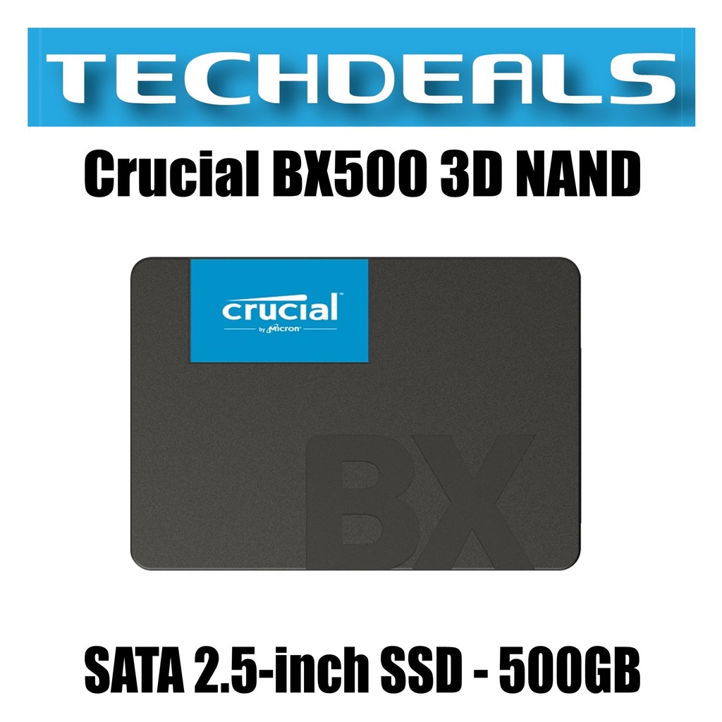 SSD Crucial BX500 500 Go - Format 2.5", SATA 6 Gb/s, Référence CT500BX500SSD1T