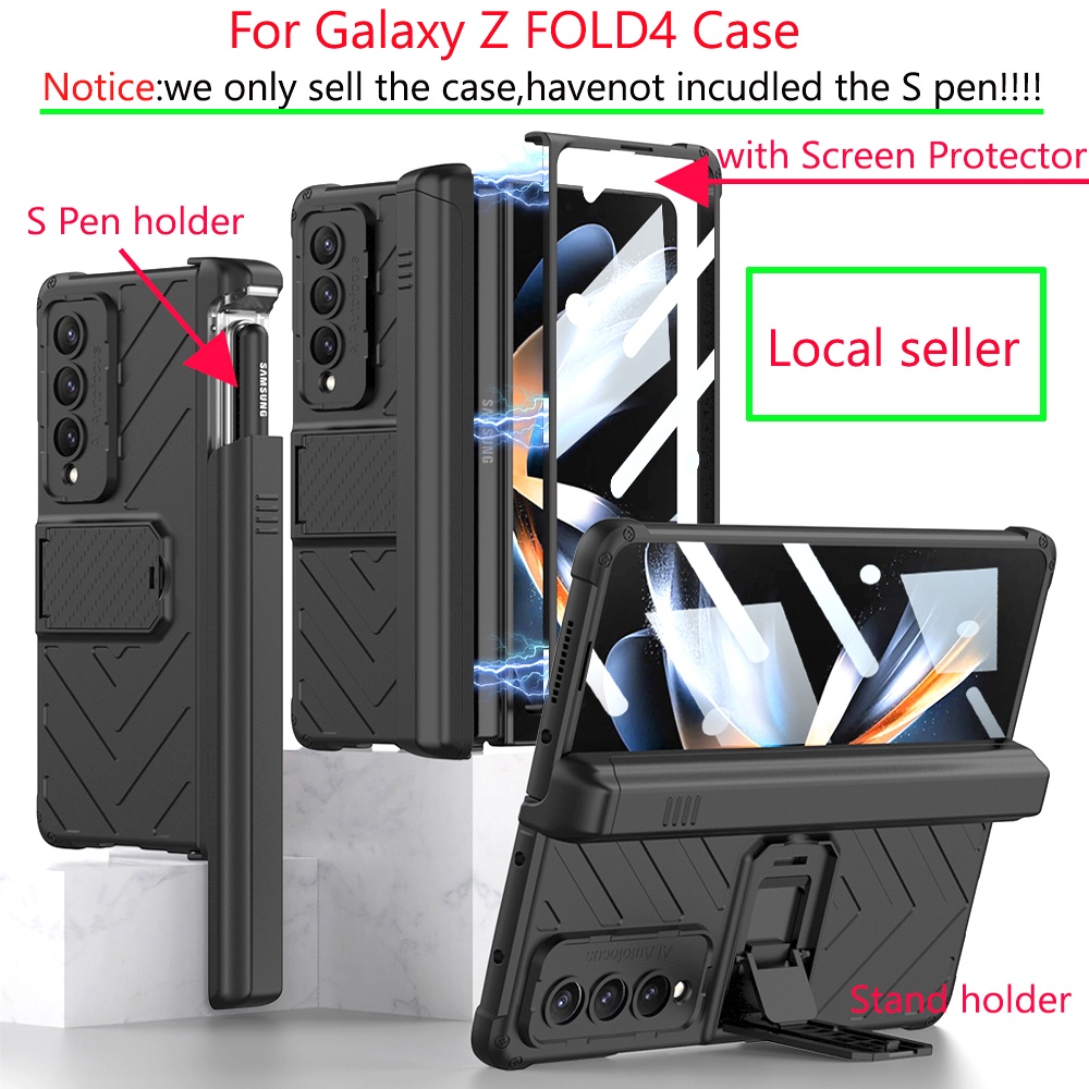 Magnetic Hinge Funda With pen holder For Samsung Galaxy Z Fold 4 3 Bracket Stand Hard Case for ZFold4 ZFOLD3 FOLD4 FOLD3