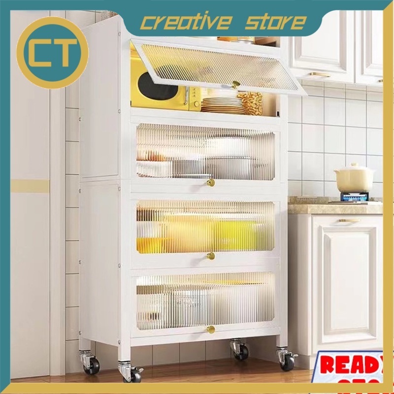 CTstore Movable Metal Kitchen White Storage Rack with