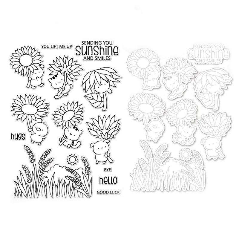 Sunshine Sunflower Clear Stamp oR Cutting Dies Stencil Set for Diy ...