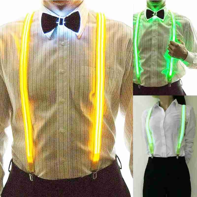 LED Bowtie and Suspender Men Bow tie Combo Set For Party Wedding