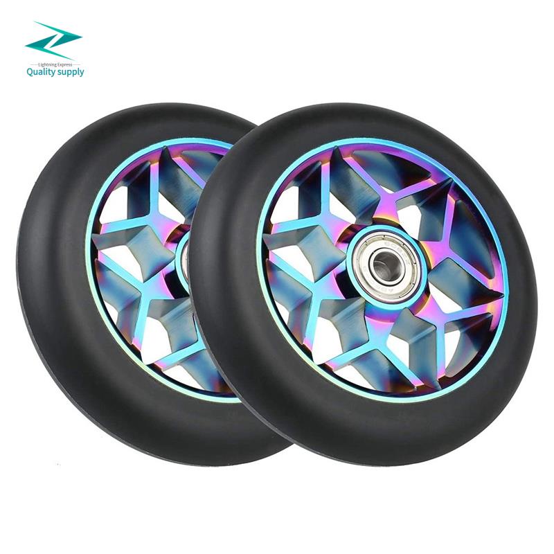 2 Pcs Scooter Accessories 110mm Scooter Wheels Colorful Pu Wheels Thick ...