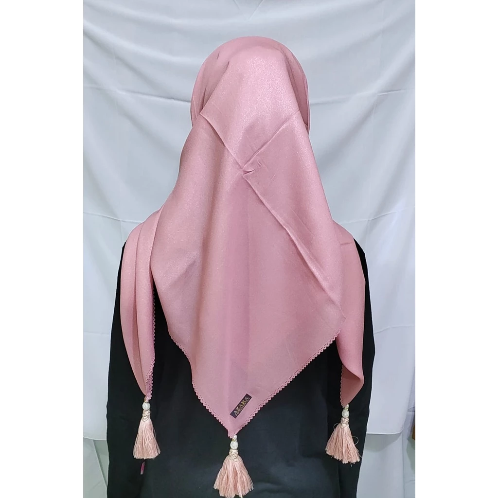 JILBAB SEGI EMPAT SINAR AZARA JAMBUL  / SEGI 4 TASSEL MUTIARA / HIJAB SEGI EMPAT LASERCUT POMPOM