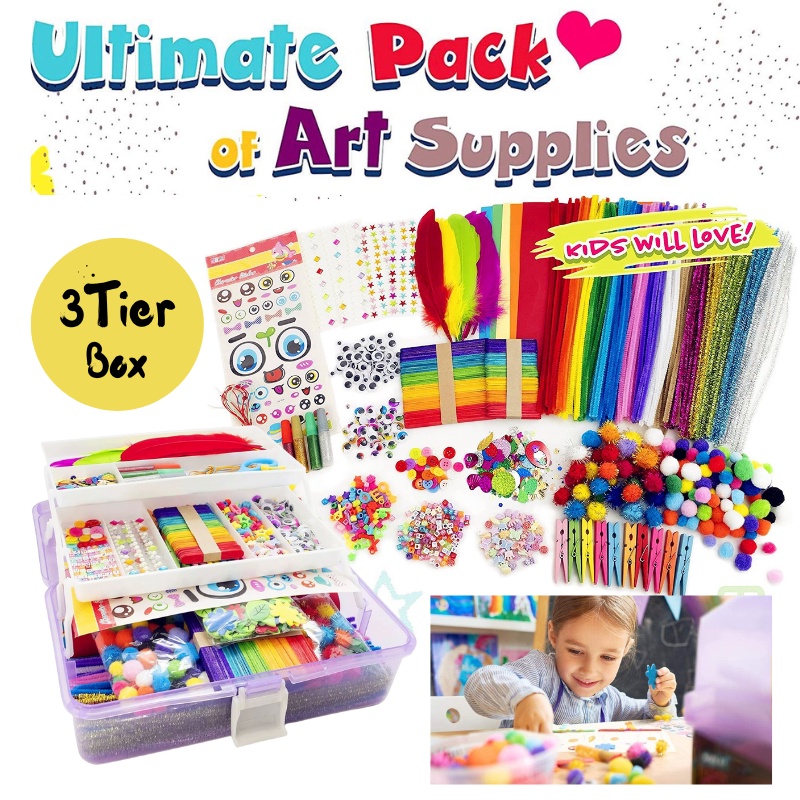 [SG] IMP HOUSE Arts and Crafts Supplies Set ALL IN ONE Craft Box for Kids: DIY Craft Supplies for Toddlers