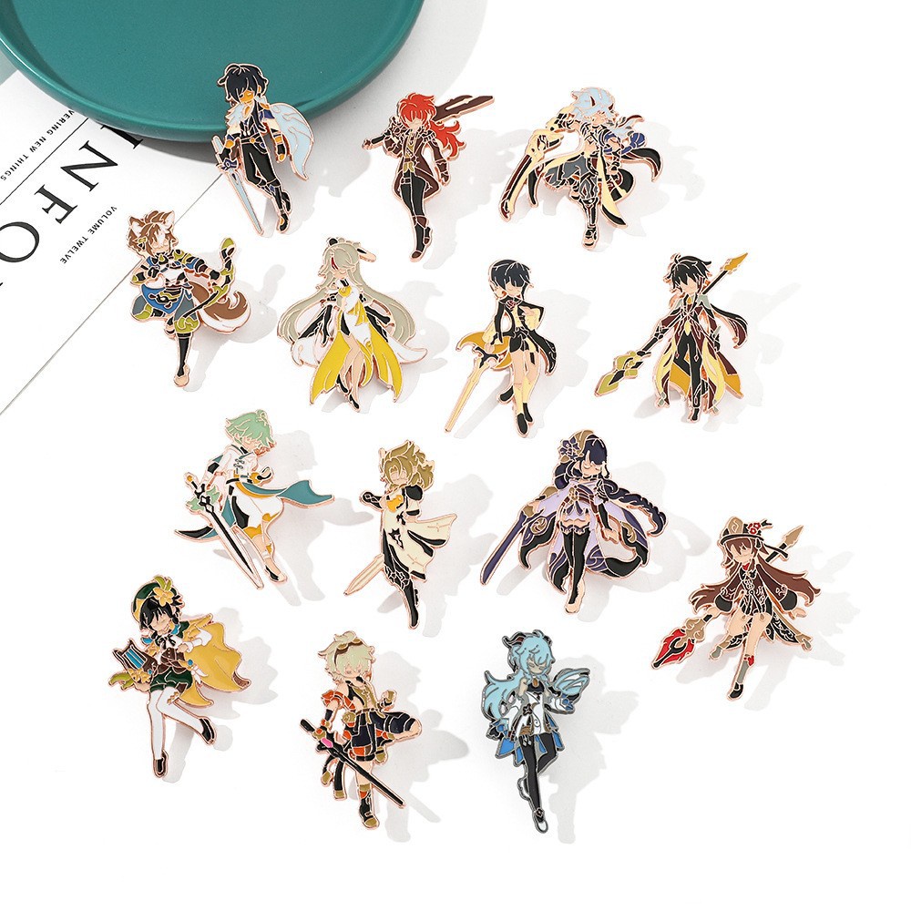 Anime Collection Enamel Pins Genshin Impact Cartoon Icon Kazuha Xiao ...