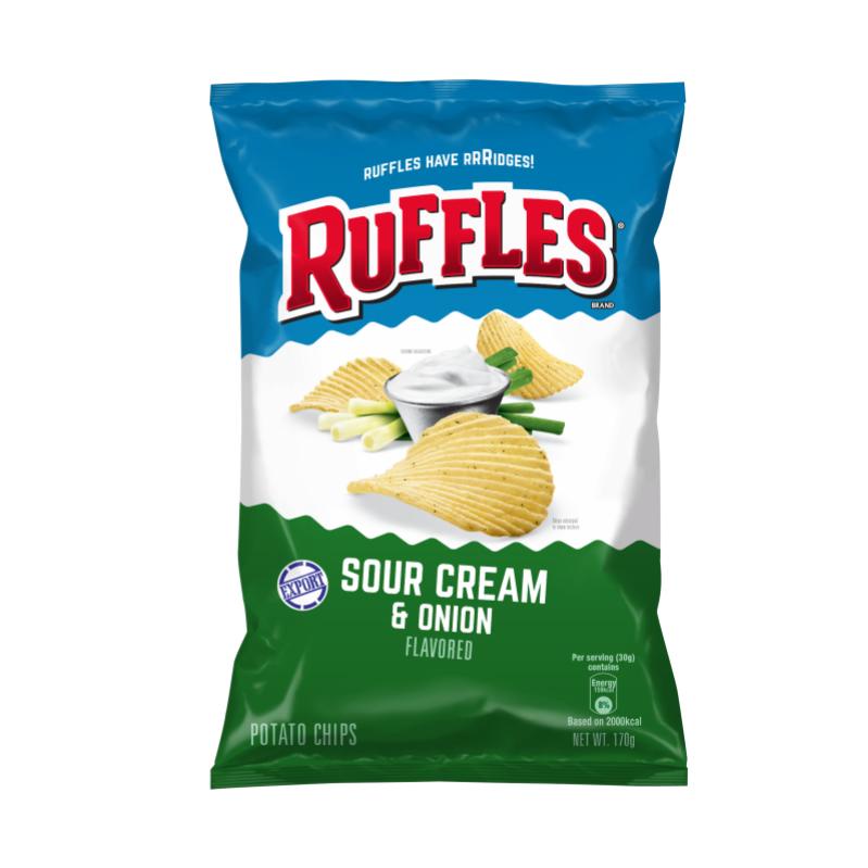 Ruffles Sour Cream And Onion Potato Chips Snacks 170g 