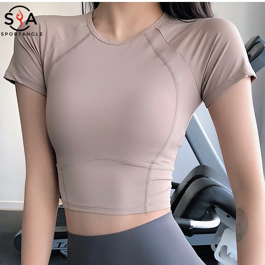 【Sportsangel】Sports T-shirt yoga Crop top short-sleeved breathable sports tee women's slim fitness top