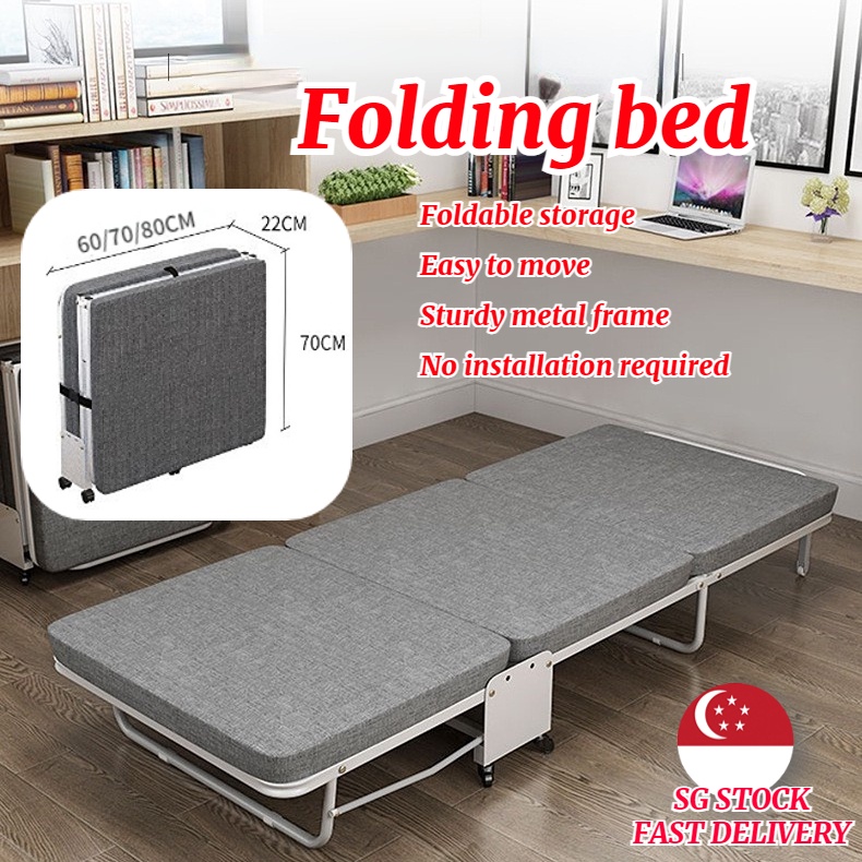 [Free Sheets]Foldable Single Bed Folding Queen Metal Foldable Bed Frame