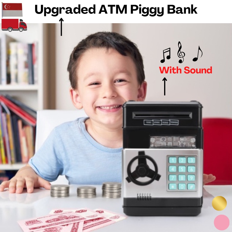  SG Stock ATM Musical Piggy Bank Savings Box Deposit Note Coin 