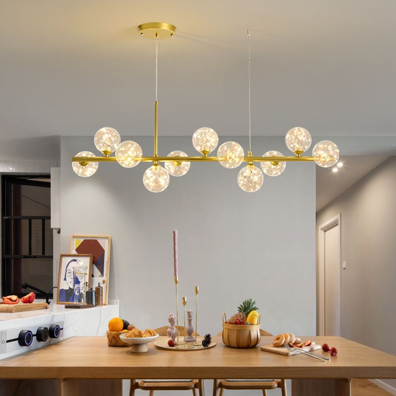 Nordic Glass Pendant Light Creative Long Strip Dining Hanging Lamp Led ...