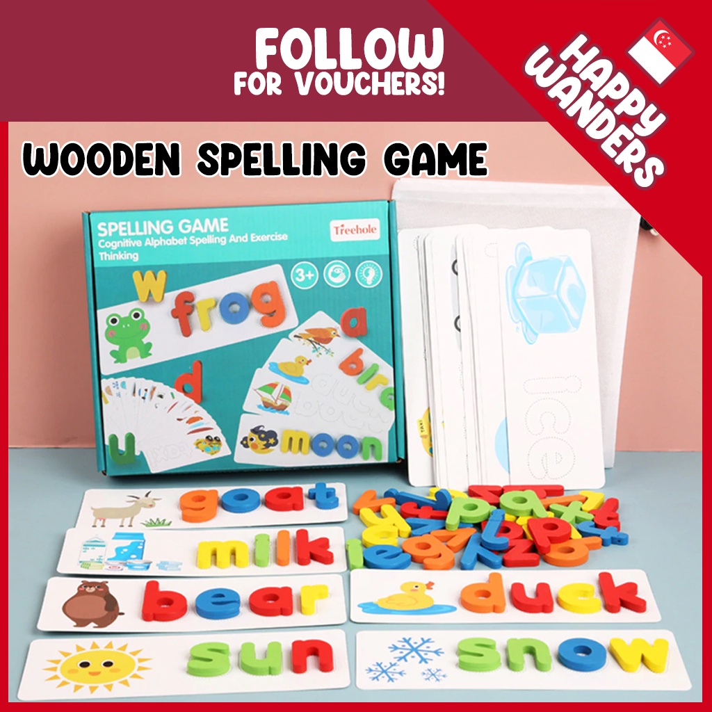Read Spelling Learning Toy Matching Letter Games Sight Word Flash Cards Montessori Wooden Educational Toys Gifts