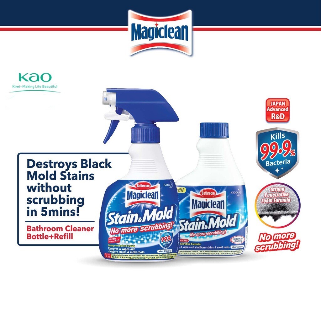 Kao Magiclean Bathroom Stain and Mold Remover Trigger (400ml) and Refill  (400ml) Assorted