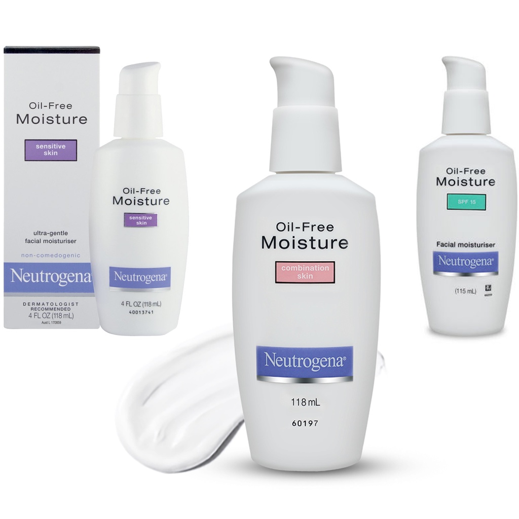 Neutrogena Oil Free Moisture Combination Skin,118ml / Sensitive Skin,118ml / SPF 15, 100ml