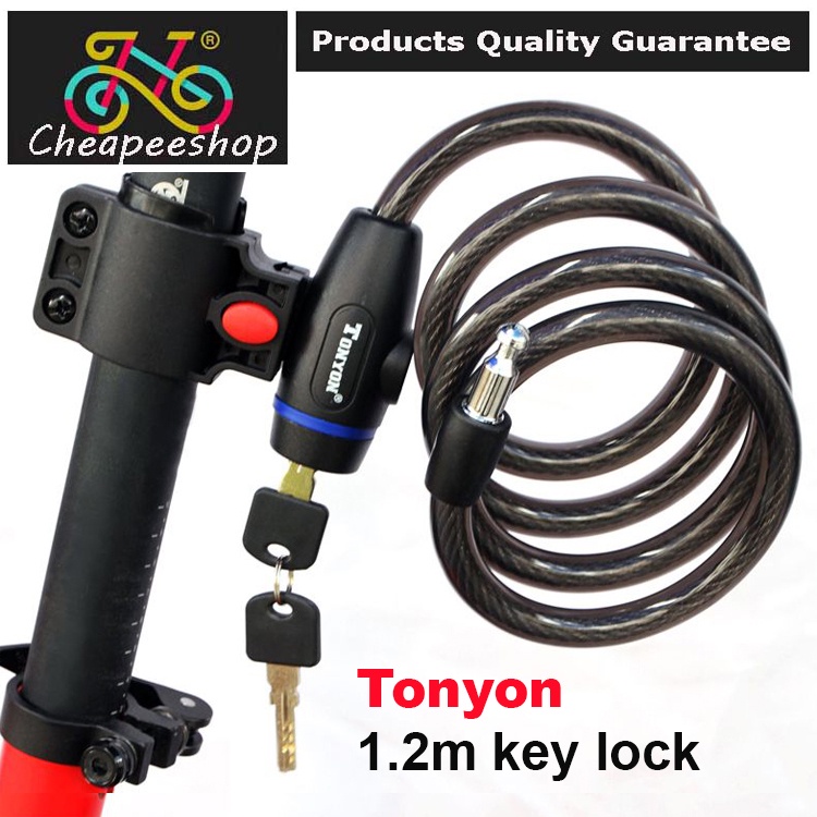 Bike key Lock 1.2m Anti Theft Steel PVC With Holder Bicycle Lock